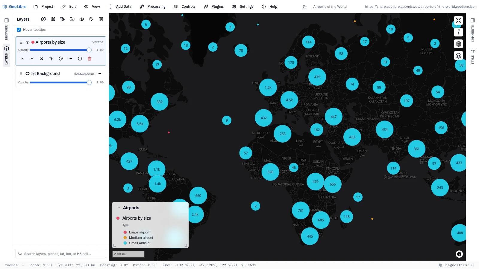 GeoLibre map: Airports of the world