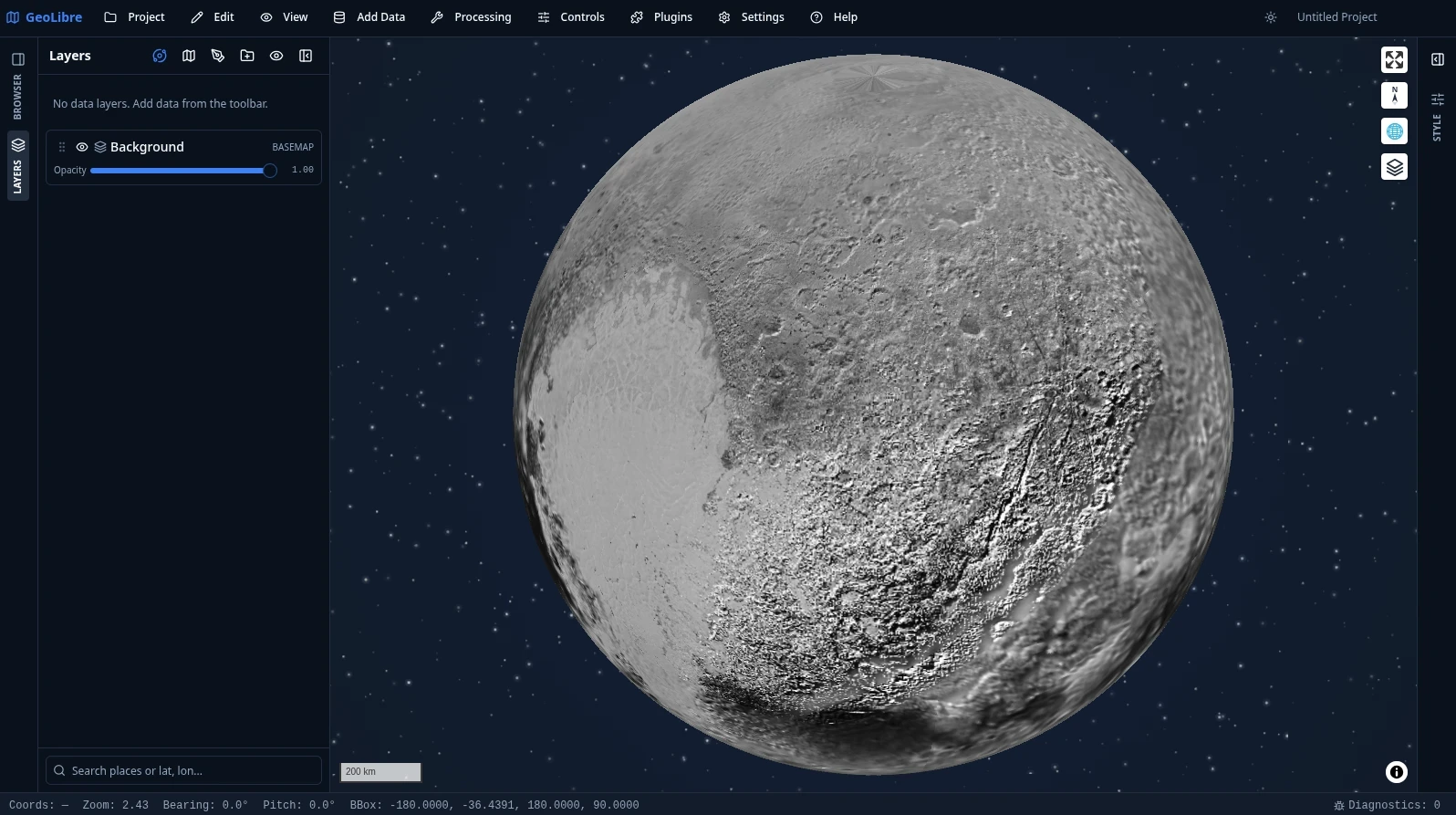 Pluto: from USGS Astrogeology; the heart-shaped Sputnik Planitia is clearly visible