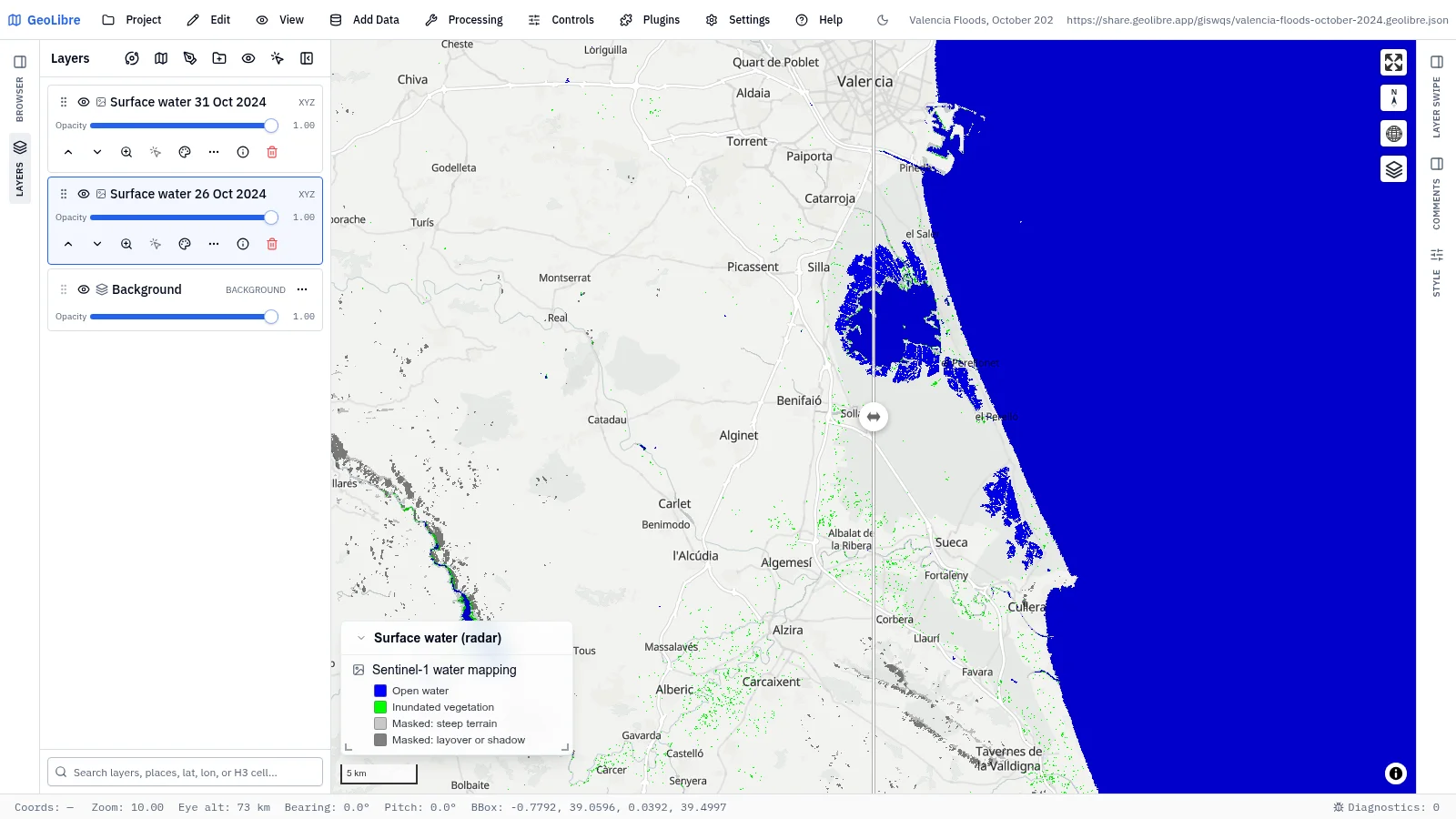 GeoLibre map: Valencia floods, October 2024